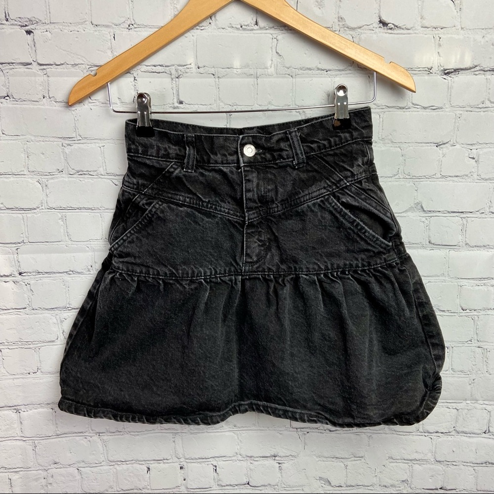 Topshop Flared Denim Mini Skirt